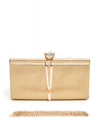 Bejeweled Textured Metallic Box Clutch 136-0719-12 GOLD